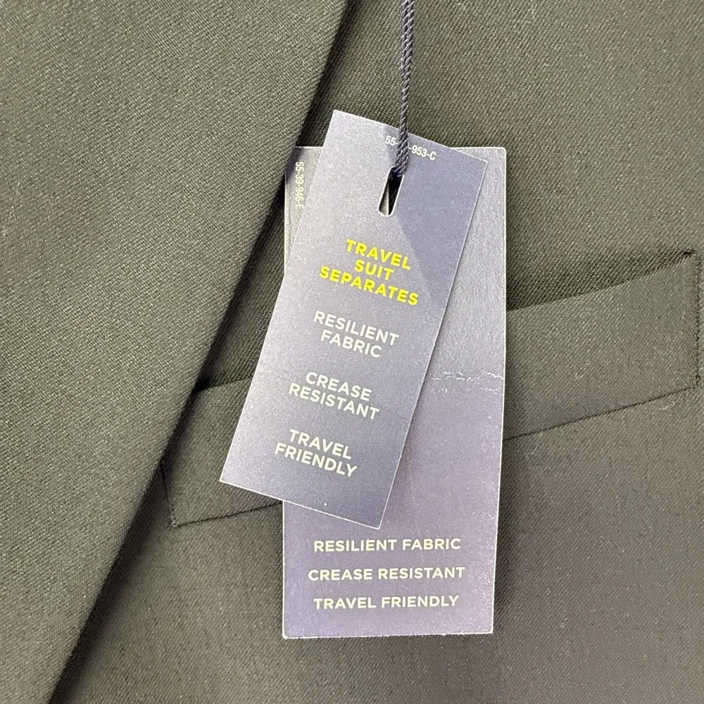Stafford Men's Classic Fit 2-Button Black Travel Suit Jacket Size 44 Reg NEW